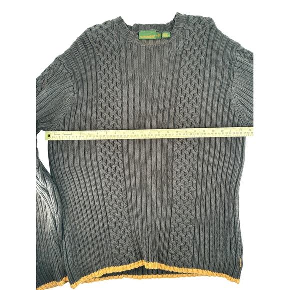 Timberland Men Knit Sweater Brown Cable Knit Crew Neck Long Sleeve Fall Winter M - Picture 4 of 5